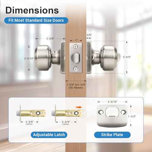 KNOBWELL Brushed Nickel Door Knob, Square Interior Door Knobs, Privacy Door Knob for Bedroom Bathroom, Stainless Steel Indoor Door Knobs, 6 Pack