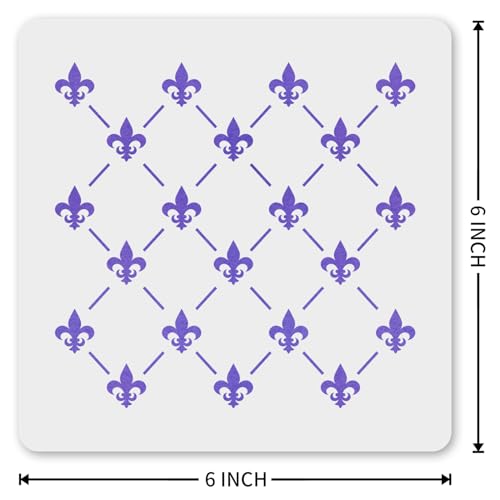 MAGJUCHE Fleur De Lis Allover Pattern Stencil 6 Inches, Reusable French Stencil for Wall Painting DIY Crafts Decor