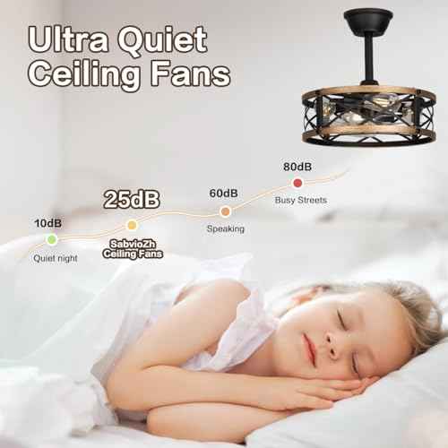 16.5" Farmhouse Caged Fandelier Ceiling Fan with Light, Rustic Bladeless Small Ceiling Fans with Lights and Remote, Modern Enclosed Ceiling Fan with Light for Kitchen, Bedroom, Small Room