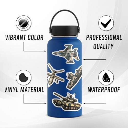 Pack 50 Pcs Vintage Army Military Stickers for Water Bottles Funny Laptop Cups Scrapbooking Luggage Teens Kids Girls Boys Adults Waterproof Aesthetic Sticker Small Vinyl Decals