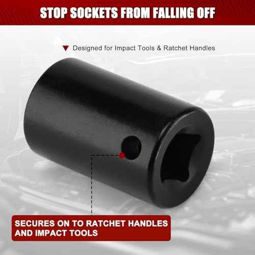 MIXPOWER 1/4" Drive Shallow Magnetic Impact Socket, 6 Point, 10mm, Metric, CR-MO