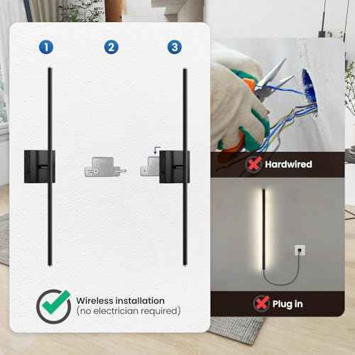Battery Operated Wall Sconces Set of 2, Rechargeable Wall Lights Wireless Sconces with Touch and Remote, 2500K-6500K Dimmable Wall Lights for Bedroom, Night Light, 350¡ÆRotation,28 Inch (2 Pack)