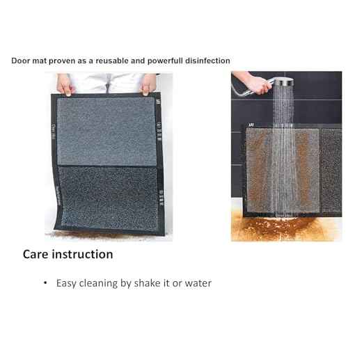 2 in 1 Disinfecting Sanitizing Floor Entrance Doormats, Wet Dry Shoe Mat, Disinfection Entry Rug Shoe Sanitizer, Indoor Outdoor Rug, Shoe Sole Cleaning Mat (Brown - 17x31 inch)