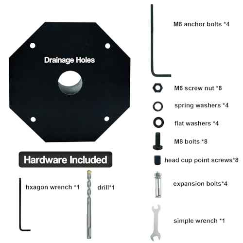 Outdoor Light Post Base for 3 inch Surface Mount Post, Heavy Duty Metal Flange Anchor Base, Black Pier Mount Adapter with Accessories, Used for Patio Outside Deck Yard Home Lawn (10-inch mount base)
