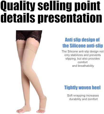 20-30 mmHg Thigh High Compression Socks for Women and Men,Toeless Compression Stockings,Leg Compression Sleeve,Varicose Veins Treatment,Over the Knee Compression Socks for Travel Flight Pregnant.