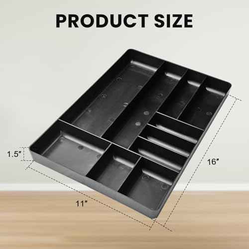 10-Compartments Tool Organizer Tray, Tool Drawer Organizer Tray, Tool Box Organizer, Stackable Toolbox Organization Holder for Small Parts, Bolts and Batteries (2, Black)