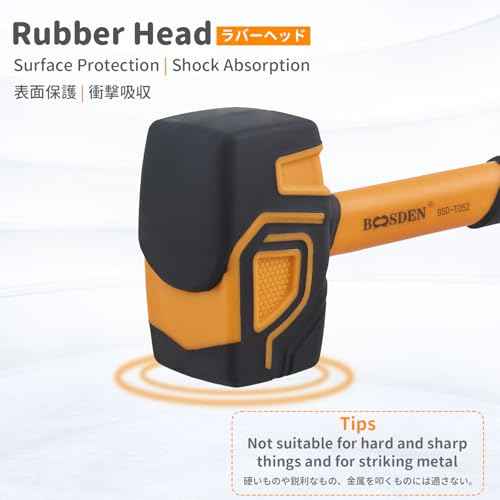 BOOSDEN Rubber Mallet Set, 3-Pack 10 oz 20 oz and 36 oz, With Hook, Solid Head & Ergonomic Grip Handle, Soft Face Hammer for Flooring, Woodworking