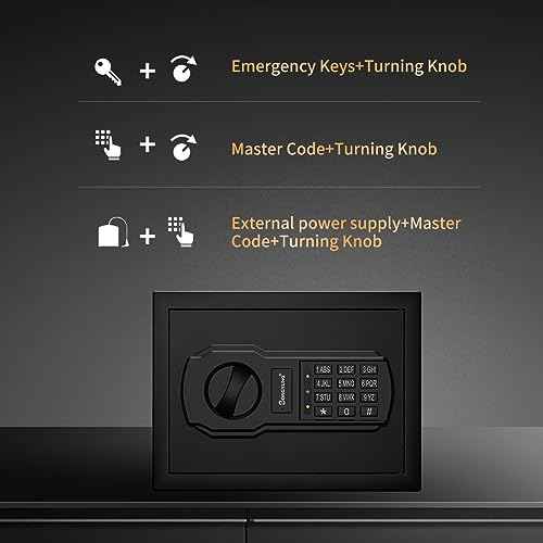 Fire Resistant Safe Box with Fireproof Waterproof Bag and Sensor Light,0.23 Cubic Feet Money Safe with Emergency External Power Supply,Electronic Digital Security Safe