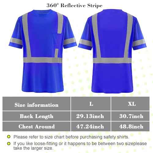 Amylove 4 Pcs Reflective Safety T Shirt High Visibility Work Shirts Sun Protection Construction