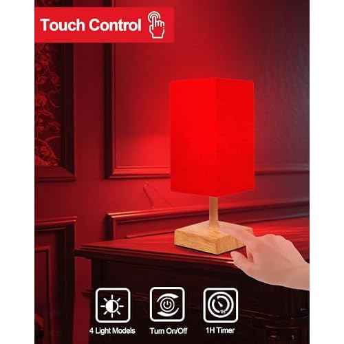 Red Light Night Light Lamp for Sleep, 670nm Red Nightlight Desk Lamp for Bedroom with Multi-Color and Brightness Options Remote Control USB Charging Elegant Design