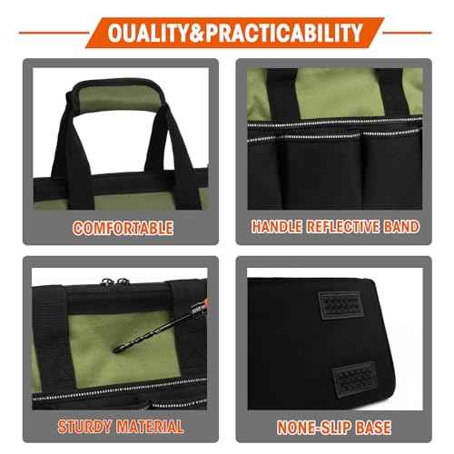 LLNDEI Heavy Duty Tool Bag, 15 Inch Portable Tool Organizer With 16-Pocket, Adjustable Strap & MOLLE System,Ideal Gift For Men & Fathers
