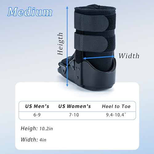 kefit Short Cam Walking Boot, Orthopedic Boot for Ankle Sprain, Foot Injury, Medium, Black