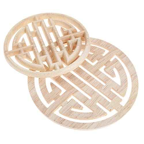 MUXSAM 2-Pack Wooden Carved Round Appliques Onlay, 3.94-Inch Dia Unpainted Wood Carving Craft Decals for Home Door Cabinet Furniture Cupboard Dresser Bed Wall Wardrobe Decor