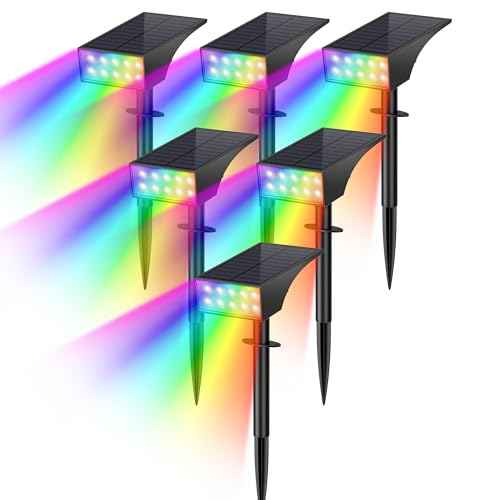 Solar Spot Lights Outdoor Color Changing, [7 Mode/6 Pack] Christmas Landscape Spotlights, Solar Lights Outdoor Waterproof,Led Powered Flood Light for Halloween Pathway Yard Garden Tree Walkway