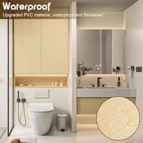 Wood Grain Contact Paper Light Wood Wallpaper Peel and Stick Contact Paper for Cabinet and Drawer Faux Natural Oak Bamboo Self Adhesive Waterproof Wooden Wallpaper Shelf Desk 17.3inW 118inL