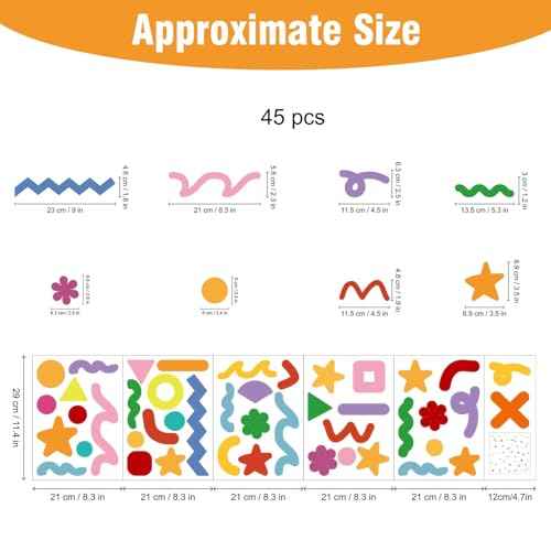 JIABEIUS Colorful Sprinkle Confetti Wall Stickers, Peel and Stick DIY Simple Line Graphics Wall Decals for Girls Bedroom, Nursery, Living Room, Playing Room