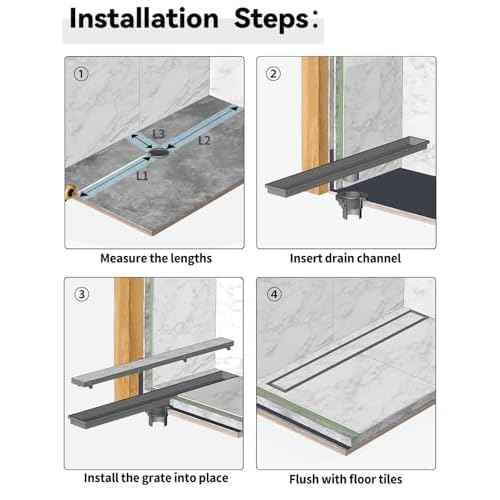 Shower Drain, 2 in 1 Linear Shower Drain 18 Inch(Brushed Nickel), 304 Stainless Steel Shower Floor Drain with Tile Insert Grate,Adjustable Feet,Hair Filter