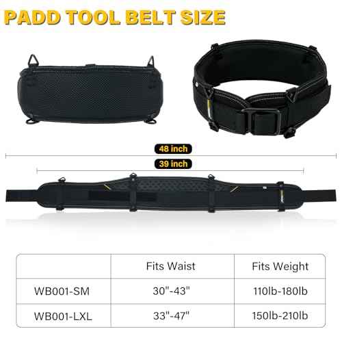 MELOTOUGH Padded Tool Belt,Electrician Tool Belt,Work Belt for Men,Quick Release,Thick Confortable Foam Padding,Military-Inspired Dual-Layer Construction?,More Safe,Adjustable Waist 30''-43''(SM)?
