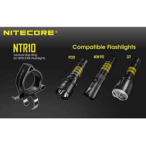 Nitecore NTR10 Tactical Clip-on Ring for Nitcore CI7, New P12, New P12R, P22R and i4000R, Black