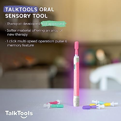 TalkTools Sensi Kit & 7 Jaw Tips - Sensory Therapy Tool for Speech and Feeding, Autism Sensory Products, ADHD Tools, Speech Therapy Gifts for Autism Children (Pink)