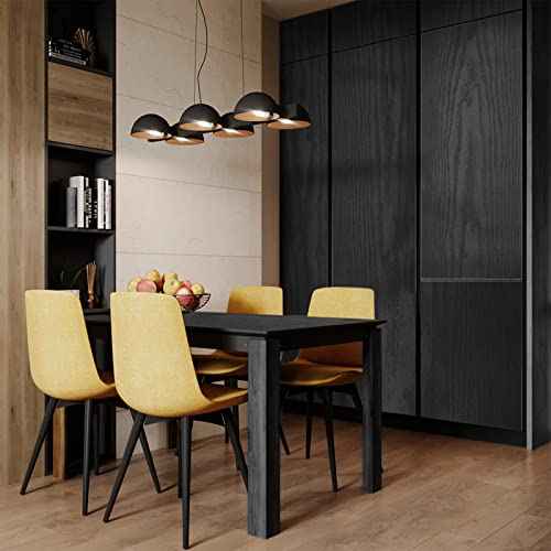 seonta Black Contact Paper 16"x118" Wood Peel and Stick Wallpaper Waterproof Removable Self Adhesive Wall Paper Sticker Cover Wood Vinyl Wrap for Countertop Desk Table Cabinets