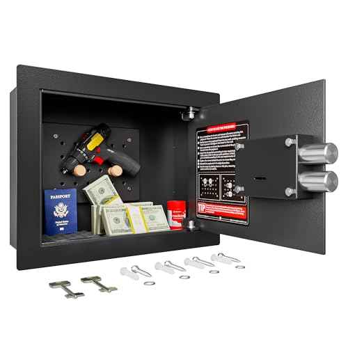 Small Hidden In Wall Safe Between 16" Studs, 0.327 cu ft Security Floor Safe with Removable Pegboard, Key-Operated Only for Storage Jewelry, Passport