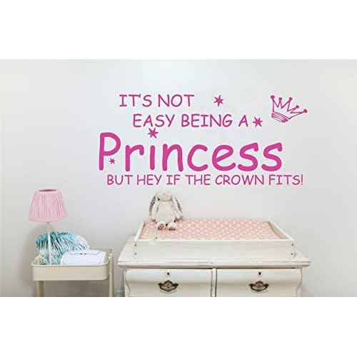 Blinggo NOT Easy Being A Princess Girl Wall Quote Sticker Graphic Vinyl Home Kid d?cor Pink 10" X 22"