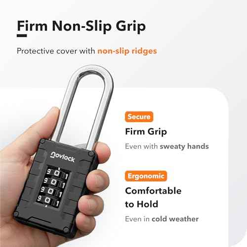 2.76 in Long Shackle Combination Locks | 4-Digit Padlocks for Gym Locker, Cabinets, Toolboxes, Gates, Fences, Sheds | 4-Pack, Black
