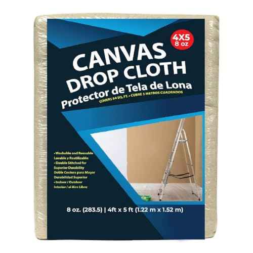 Premium Cotton Canvas Drop Cloth - 8 oz, 4x5 ft - Perfect for Painting, Furniture & Floor Protection (4x5)