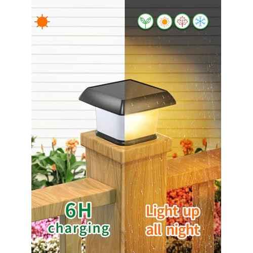 intelamp Solar Post Cap Lights Outdoor Waterproof 6 Packs, Fence Deck LED Lighting for 3x3 4x4 5x5 6x6 Wooden Vinyl with Remote Control Dusk to Dawn Warm White Light for Garden Patio Porch Mailbox