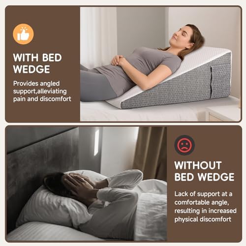 Wedge Pillow for Sleep Apnea Bed Wedge Pillow Headboard Set for After Surgery,Sleeping,Gerd Acid Reflux Relief,Back Pain Relief Triangle Pillow for Adult,Neck Pain,Anti Snoring,Back Support
