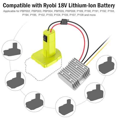 18v to 12v Step Down Converter,Compatible with Ryobi 18v Battery Adapter,DC 12V 20A 240W Buck Converter,Multi Functional Design,Over Discharge Protection,with Switch 30A Fuse Wire Terminals