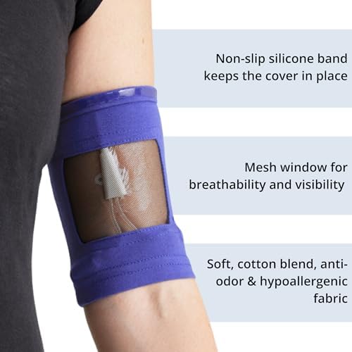 Care+Wear PICC Line Cover – Ultra-Grip PICC Line Sleeve for Upper or Lower Arm with Mesh Viewing Window, Provides Improved Comfort and Security for PICC Line Coverage