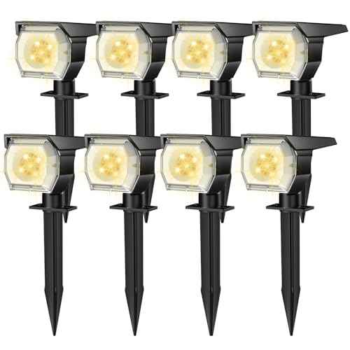 EIUIO Solar Outdoor Lights, 3 Lighting Modes Solar Spot Lights Outdoor with Auto On/Off, Waterproof Landscape Lighting for Garden Yard Pathway