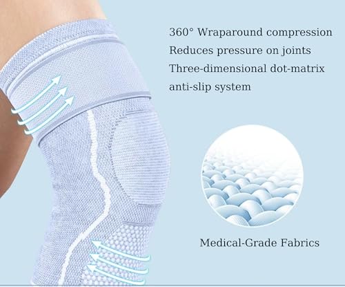 Compression Knee Sleeve for Men Women - Bamboo Charcoal Knee Brace for Sport Running (Gray, XX-Large)