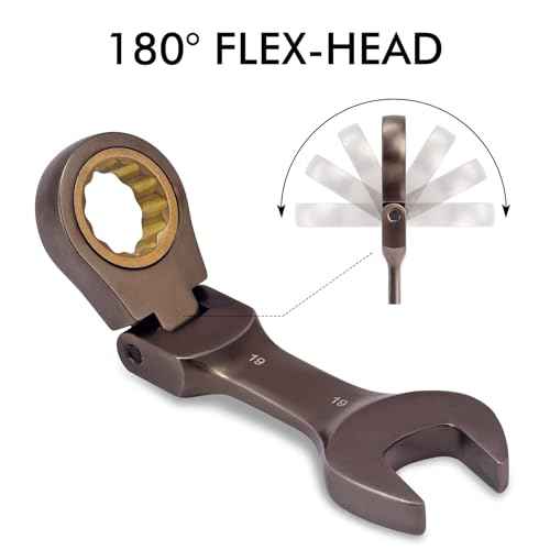 Stubby Wrenches Set, Flex Head Ratcheting Wrench Set Open End Ratchet Wrench Metric 8 Pieces(Metric)