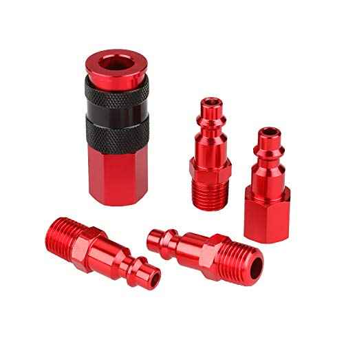 WYNNsky 1/4''NPT Air Coupler and Plug Kit, AMT Unviersal Air Coupler with 4 Pieces I/M Type Air Plugs, 5 Pieces Air Compressor Accessories Fittings Set