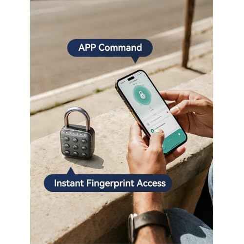 NexusLab 6-Digit Smart Padlock with TUYA App - IP67 Waterproof, Military Zinc Alloy, 10 Passwords, Dual Alerts for Gym/School/Travel Lockers (Black) (with Tuya APP Contrl)