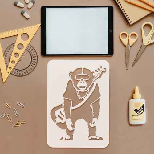FINGERINSPIRE 9 pcs Banksy Painting Stencil 8.3x11.7inch Reusable Banksy Girl Boy Chimpanzee Pattern Drawing Template Life is Beautiful Decoration Stencil for Painting on Wood Wall Fabric Furniture