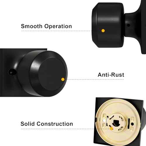 goldenwarm Matte Black Closet Door Knobs, Passage Door Knobs, Black Door Knob Interior No Lock for Closet Hallway 6 Pack