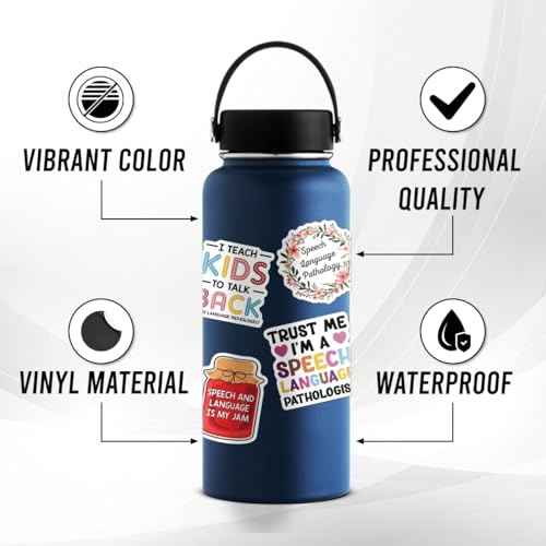 Pack 50 Pcs SLP Speech Language Pathology Stickers for Water Bottles Waterproof Laptop Luggage Helmet Computer Teens Adults Girls Aesthetic Funny Sticker Packs Small Vinyl Decals