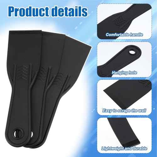 6 PCS Plastic Putty Scraper Black Flexible Putty Knife Scraper Wall Painting Spreader Used for Repairing Walls for Taping Drywall Spreading Repairing Walls Scratching