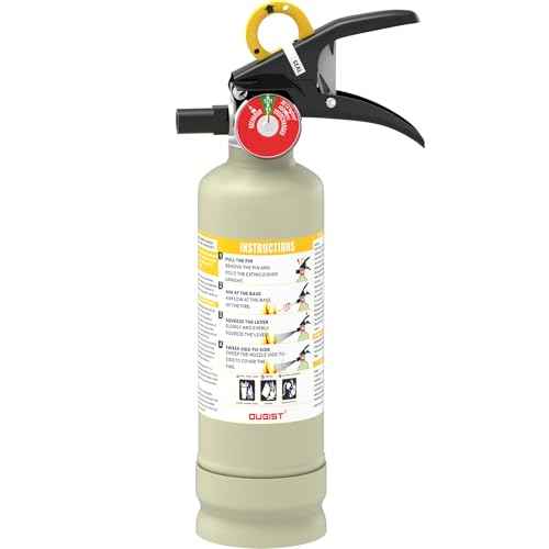 Ougist ABC Dry Powder Fire Extinguisher, 2.5lb ? 1-A:10-B£ºC Rated for Home, Office & Vehicle, Quick Release, Easy-Grip Handle, Ideal for Electrical & Grease Fires, Car Extinguisher, Model FF1KG