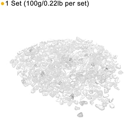 100g/0.22lb 5-7mm Tumbled Chips Stone, Natural Crushed Crystal Quartz Irregular Polished Stones Gravel Decoration for Aquarium Plants Vase Filler, White