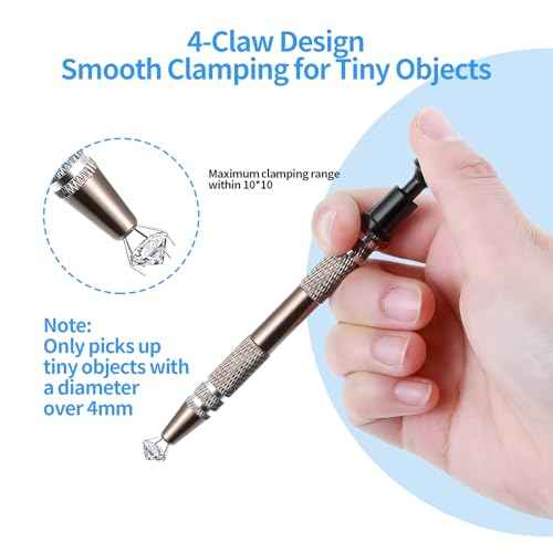 Jeweler¡¯s Pick Up Tool Set ? 4 Claw Sprinkle Pen, Piercing Ball Grabber Tool, Diamond Claw Tweezers (4pcs Stainless Steel for Jewelry, Nails, Craft, Cake Sprinkles, DIY Repair)