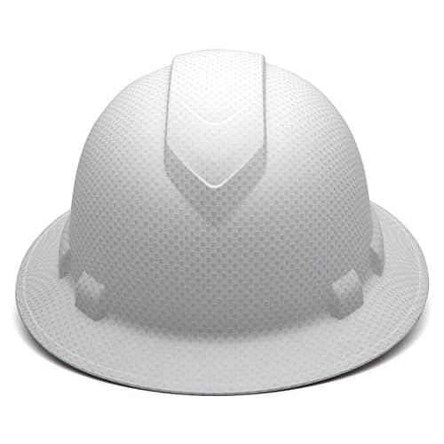 Pyramex Ridgeline Full Brim Hard Hat 4 Point Ratchet Matte White Graphite Pattern