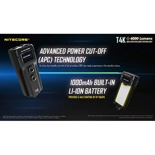 Nitecore T4K Keychain EDC Flashlight, 4000 Lumen LED Super Bright and USB-C Rechargeable with Organizer