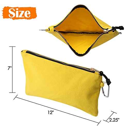 Canvas Tool Pouch Zipper Bags,16OZ(A) Utility Bags Heavy Duty Tools Pouch with Carabiner, 12 * 7 Inch Multipurpose Durable Storage Organizer Tote,6 Pack