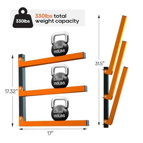 Heavy-Duty 3-Tier Wall Mounted Lumber Storage Rack | Metal Wood Organizer for Indoor & Outdoor | 4 Pack, Rust-Resistant