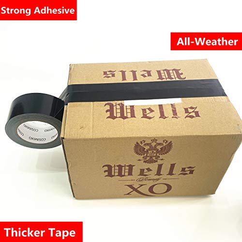 COSIMIXO 1-Pack Black Heavy Duty Duct Tape,2in x 55yds, Strong, Flexible, No Residue, All-Weather and Tear by Hand - Bulk Value for Repairs, Industrial, Professional Use
